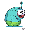 divertente larva di verme pazzo dei cartoni animati