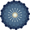 Blue Cream & Gold Flower