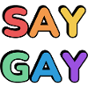 SAY GAY rainbow pride text