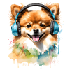 Pomeranian Pomeranian Headphones Dog Print