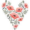 Love Heart Poppy Flowers