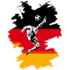 Dynamic Football Action on German Flag