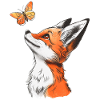 Renard avec papillon