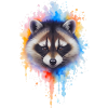 Aquarell Waschbär Farbexplosion