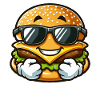 Cool hamburger cheeseburger with sunglasses