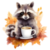 Autumn Raccoon Coffee Cozy
