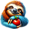 Sloth with a red apple