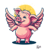pink angel pig with wings
