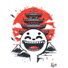 Japanska bergen: Shinto-pagoden skrattande ansikte