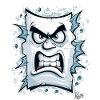 Angry face made of paper