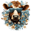 Funny cow with flowers