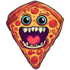 Niedliches Pizzamonster im Comic Style