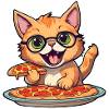 Cat loves pizza