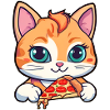 Cat loves pizza