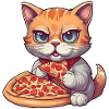 Cat loves pizza