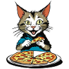 Cat loves pizza