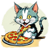 Cat loves pizza