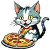 Cat loves pizza