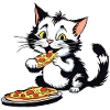 Cat loves pizza