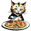 Cat loves pizza