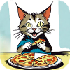 Cat loves pizza