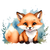 Petit renard mignon - Motif aquarelle