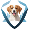 Chiot souriant encadré géométriquement