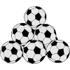 A bunch of football balls