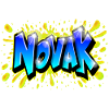 NOVAK graffiti sprut gul utskrivbar fornavn