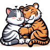 Câlin Chat Et Tigre Amoureux