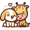 Câlin Chien Et Girafe Amoureux