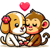 Câlin Chien Et Singe Amoureux