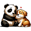 Câlin Chien Et Panda Amoureux