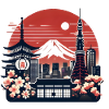 Tokyo Sakura Skyline Illustration