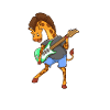 Cartoon giraffe rocks electric guitar