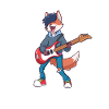 Cartoon Fox Rocks Electric Guitar