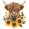 Highland cattle with flowers