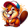 Beaver with baseball cap