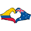 Colombia Australia Flag Heart Shape