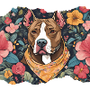 pitbull et fleurs