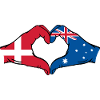 Denmark Australia Flag Heart Shape