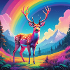 Deer with rainbow