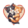 Two Cats Hugging Inside Heart
