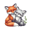 Cute Fox Couple Napping Together