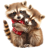 Two Raccoon Cubs Hugging