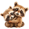 Two Cute Raccoons Hugging
