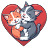 Two Kittens Hugging Inside Heart