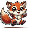 Cheerful cartoon fox jumping happily