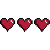 Three pixel hearts
