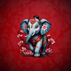 Majestic elephant in traditional Japanese style.